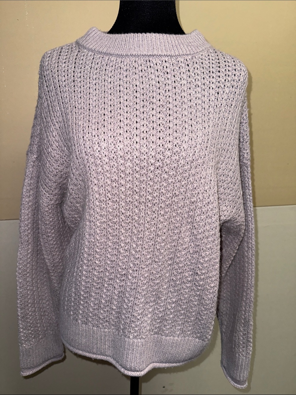 Universal Thread Light Lavender Open-Stitch Crewneck Sweater
